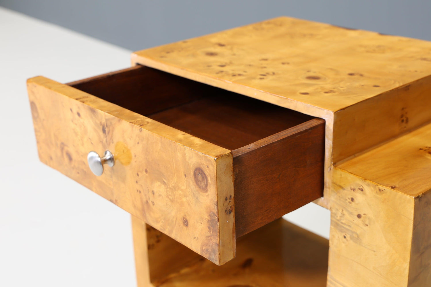 Fantastic Art Deco style side table, chest of drawers, bedside table, birch stand on the right