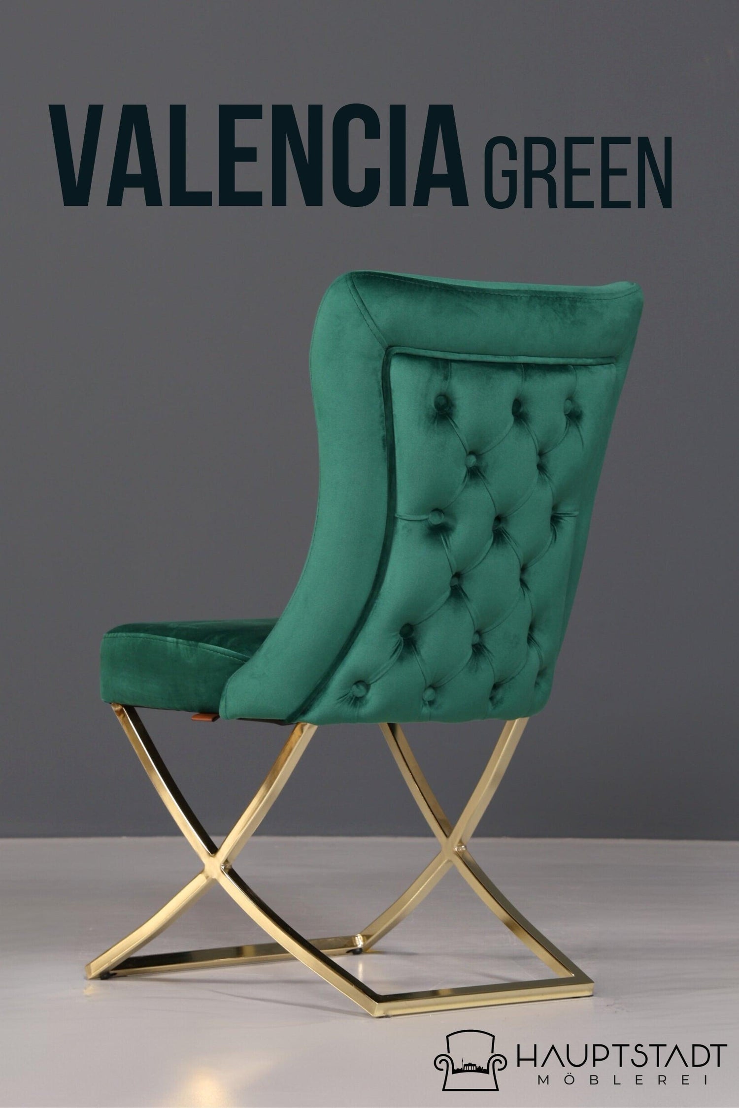 Elegant Chesterfield dining room chair &quot;Valencia&quot; in green gold 