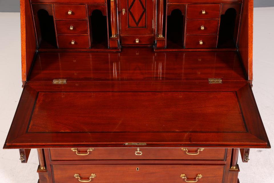 Wunderschöner Englischer Sekretär Vitrine Bibliothek Biedermeier Stil Aufsatzsekretär echt Holz Antik Schrank Regal