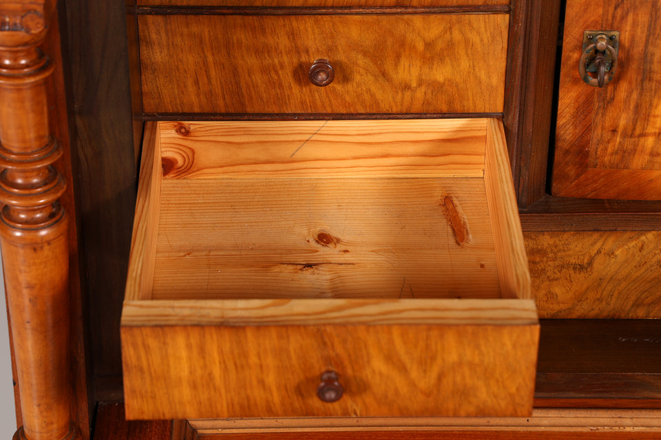 Wunderschöner Gründerzeit Sekretär Vertiko Nussbaum Highboard Jugendstil Kommode Schrank um 1880