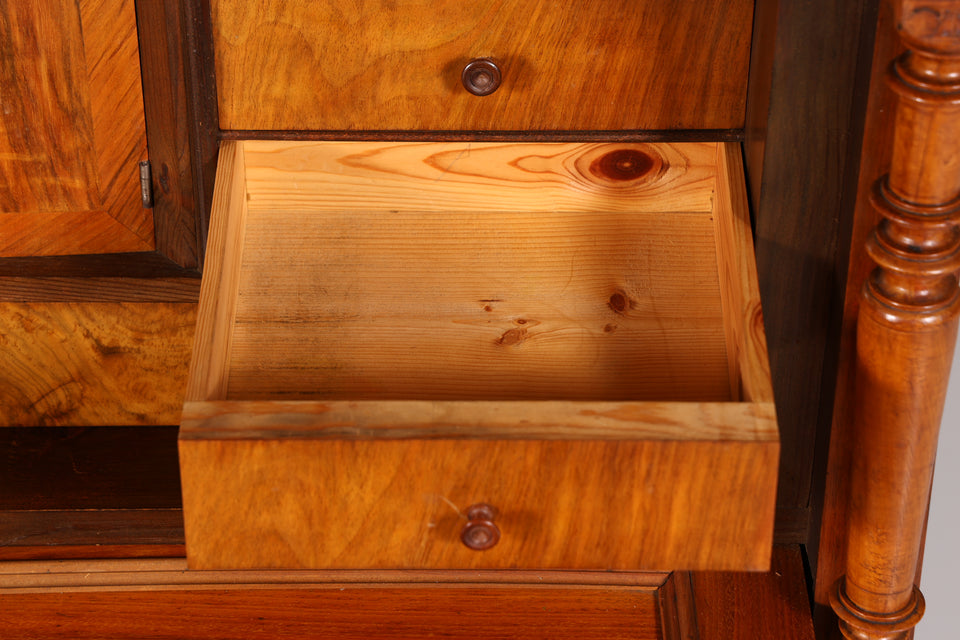 Wunderschöner Gründerzeit Sekretär Vertiko Nussbaum Highboard Jugendstil Kommode Schrank um 1880