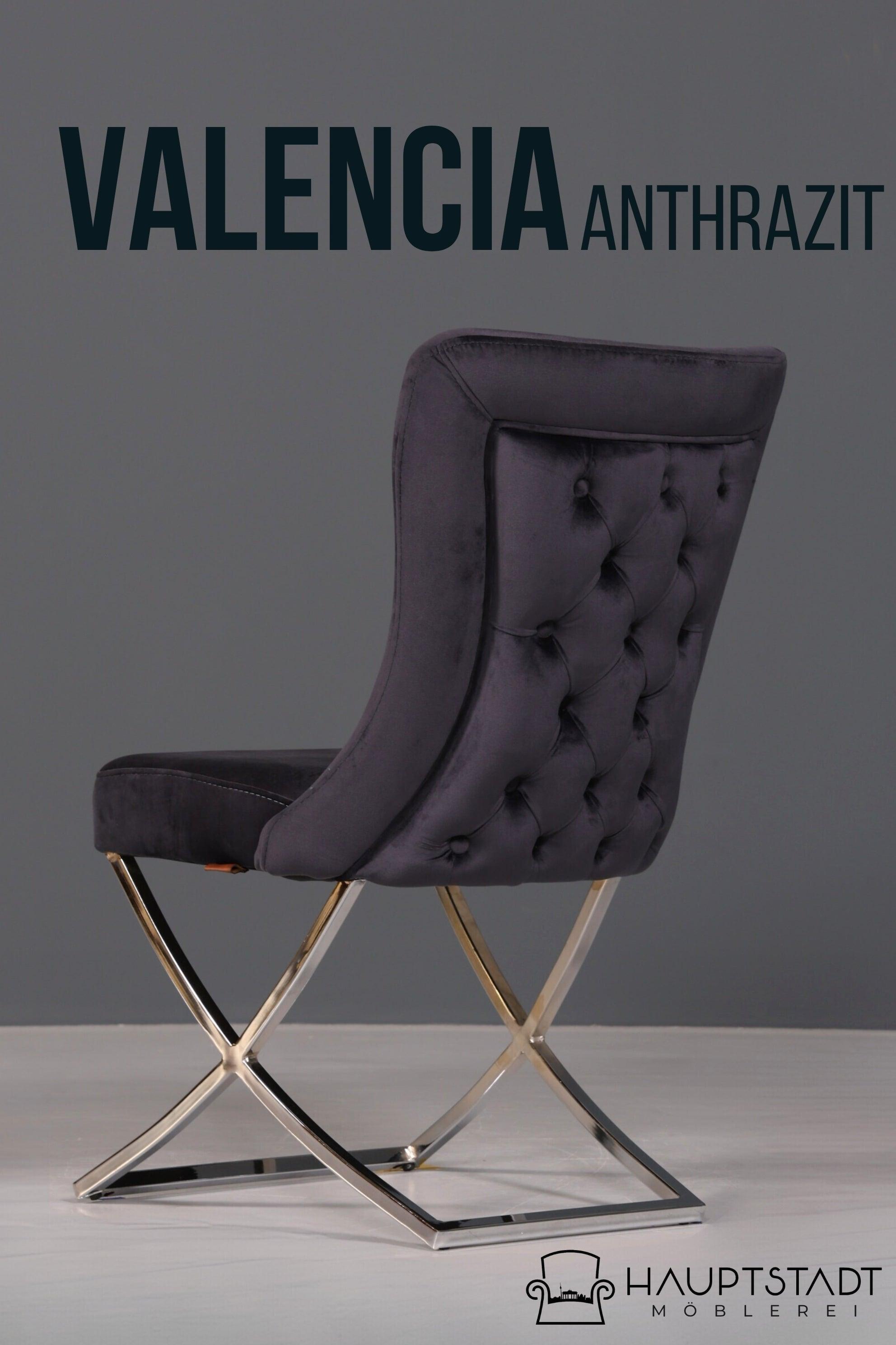 Elegant Chesterfield dining chair &quot;Valencia&quot; in anthracite chrome 