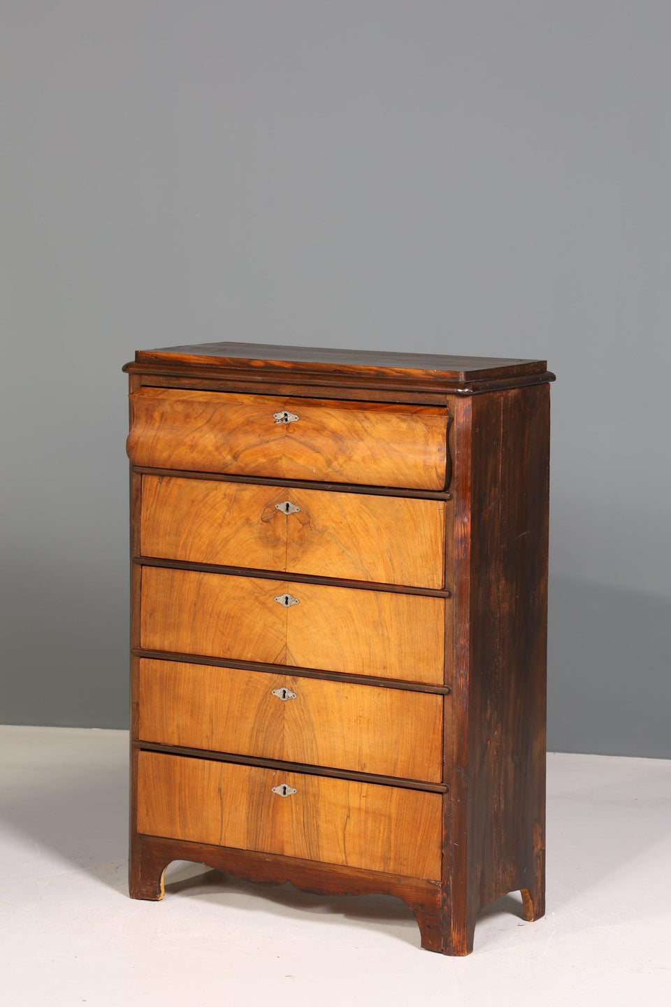 Beautiful Louis Philippe Vertiko Wilhelminian highboard antique chest of drawers around 1880