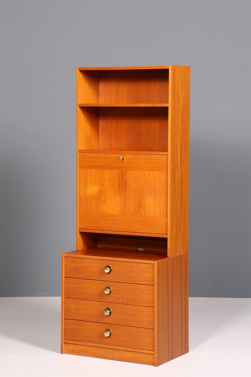 Stylish Mid Century Shelf Danish Design Real Wood Cabinet Secretary 60s Chest of Drawers