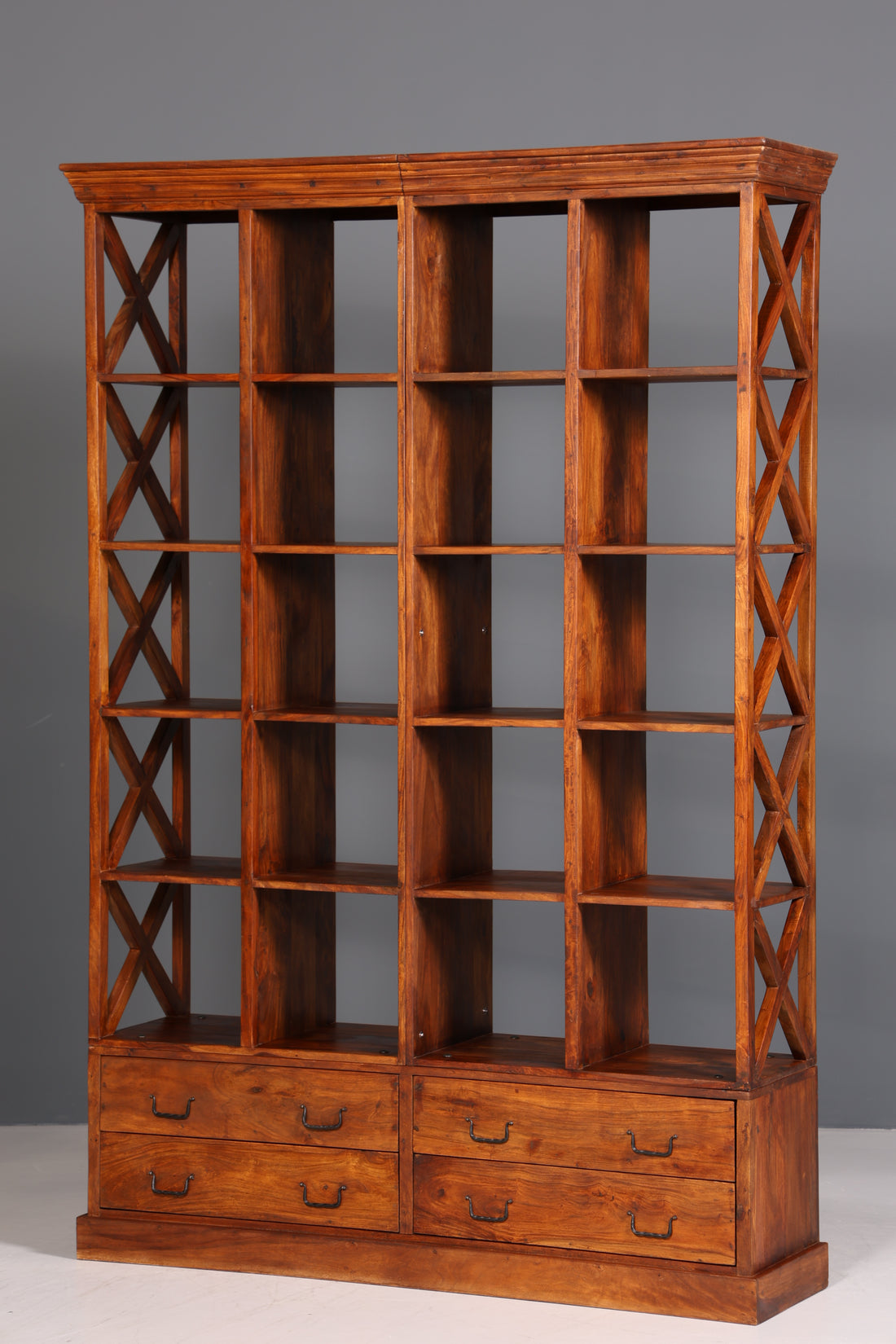 Fantastic solid Sheesham wood shelf Indian colonial antique style bookcase book storage library