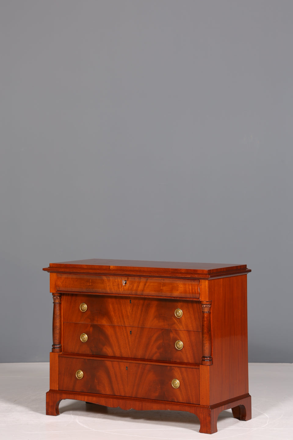 Edle Biedermeier Stil Kommode um 1940 Englisch Antik Mahagoni Sideboard Schubladen Kommode