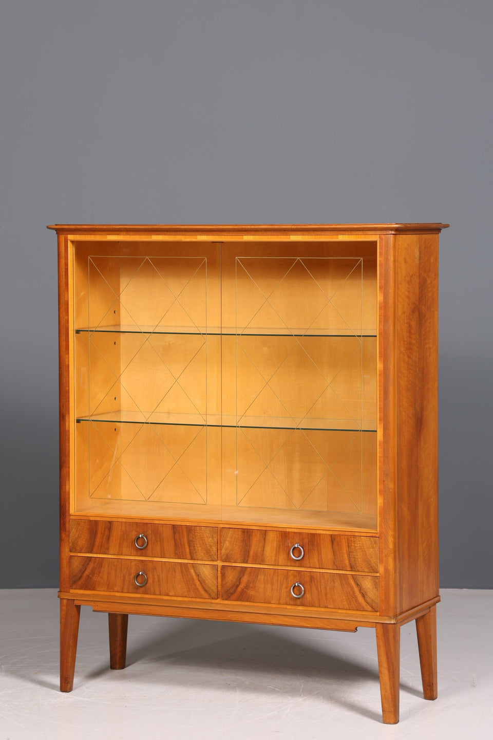 Beautiful Mid Century Display Cabinet Retro Walnut Cabinet Bookcase Vertiko Chest of Drawers