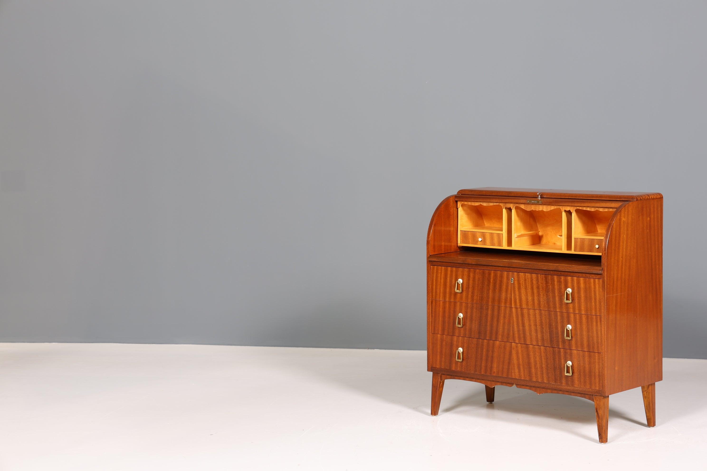 Wunderschöner Mid Century Rollladen Sekretär echt Holz Schrank Office Kommode 60er Jahre