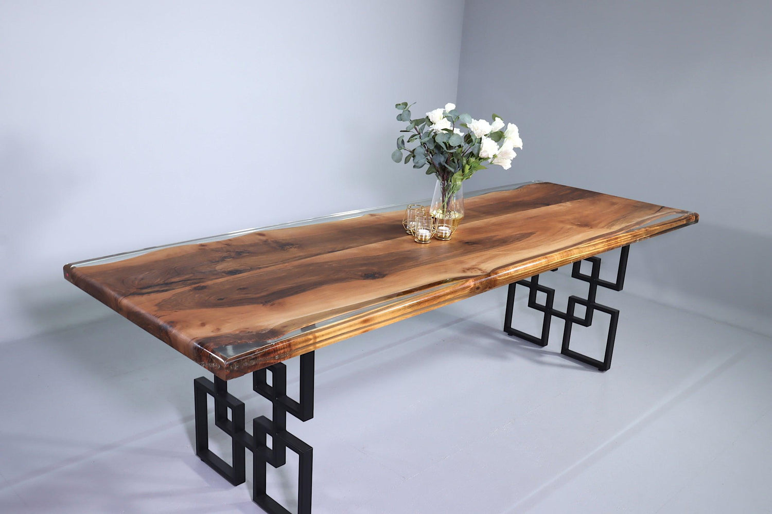 Unique epoxy resin table 258-90cm solid wood walnut dining room table river table kitchen table dining table