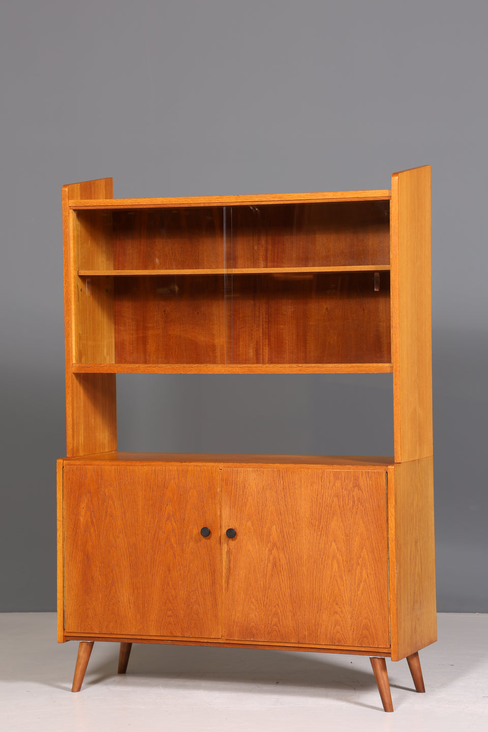 Schlichter Mid Century Schrank Vintage Highboard Regal Vitrine Holz Bücherregal 60er Jahre