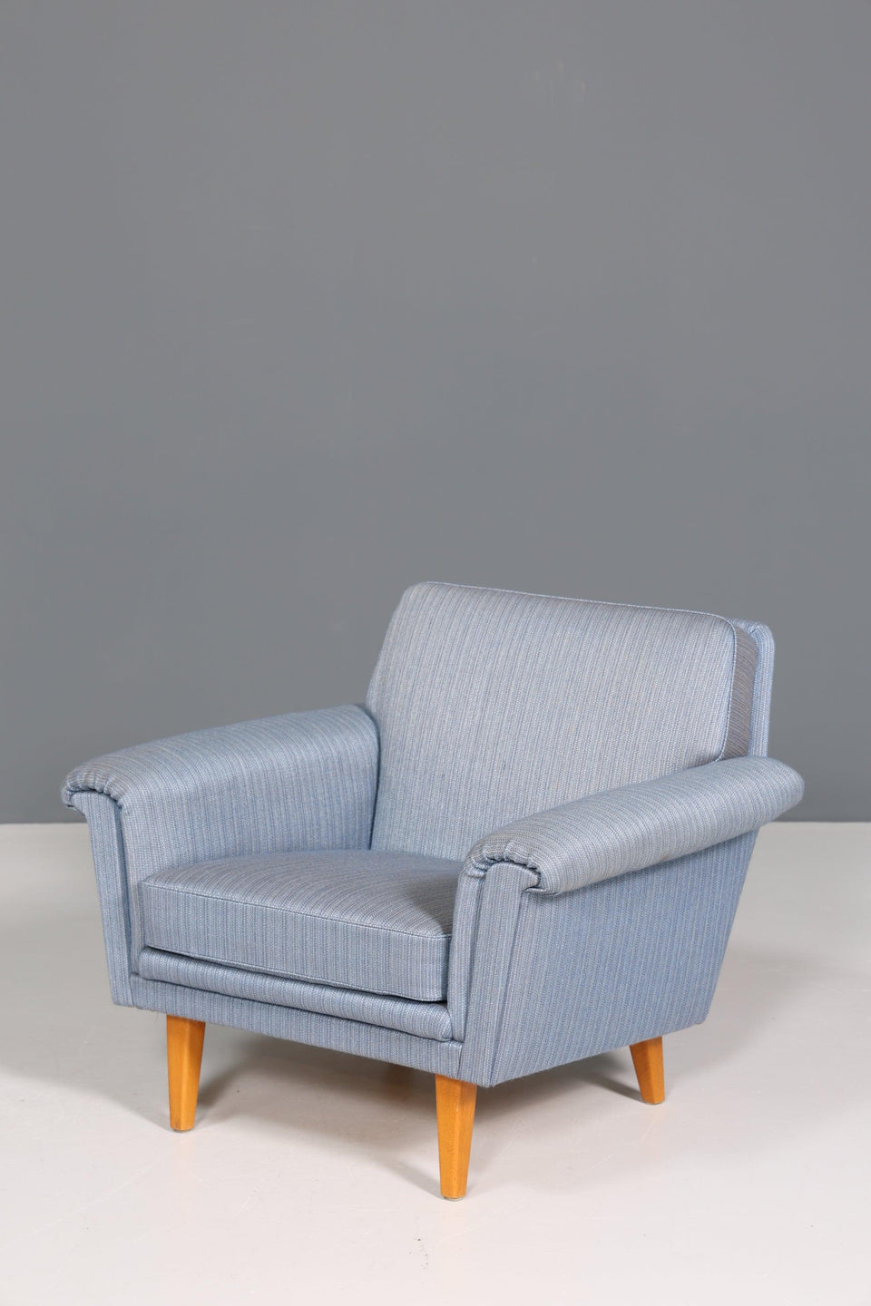 Simple mid century armchair Danish design pastel armchair real wood relax armchair 1 of 2