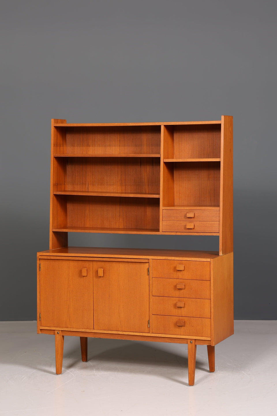 Simple Mid Century Shelf Teak Wood Bookcase Cabinet Vintage Chest of Drawers Retro Book Shelf