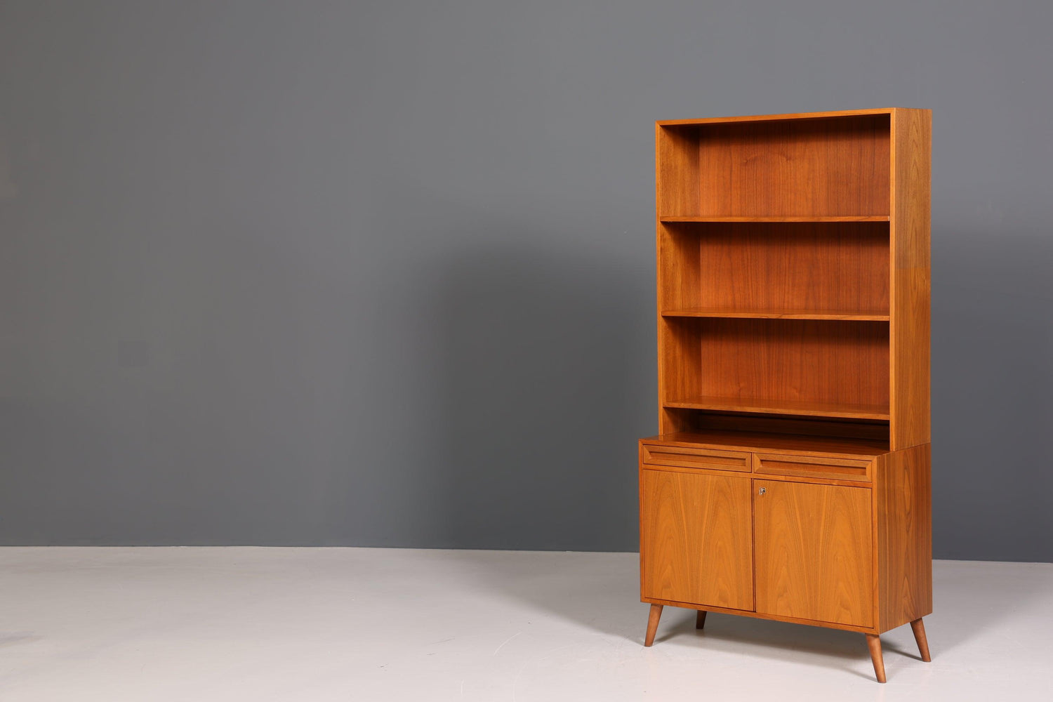 Mid Century Bookcase Danish Design Teak Wood Cabinet Retro Chest of Drawers &quot;Made in Denmark&quot; Shelf 60s