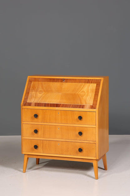 Beautiful Mid Century Secretary around 1960 Writing Furniture Real Wood Office Chest of Drawers