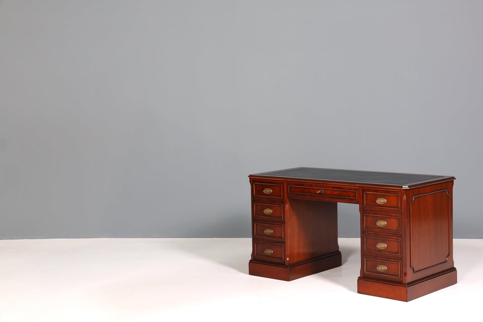 Beautiful English desk real leather office table antique style office desk