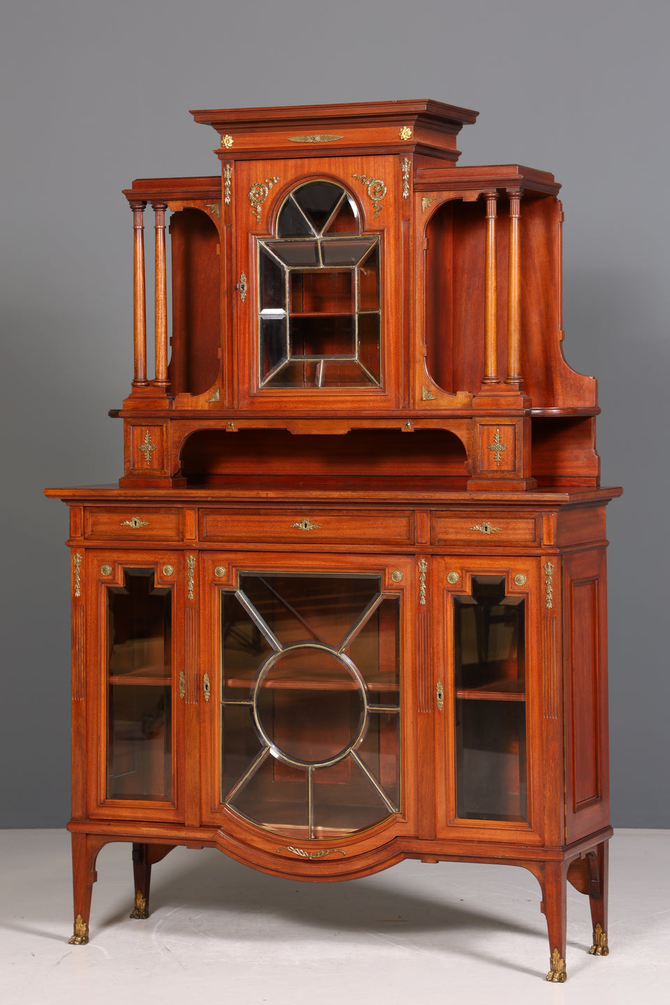 Traumhafte Jugendstil Vitrine echt Holz Bücherschrank Antik Küchenschrank Anrichte