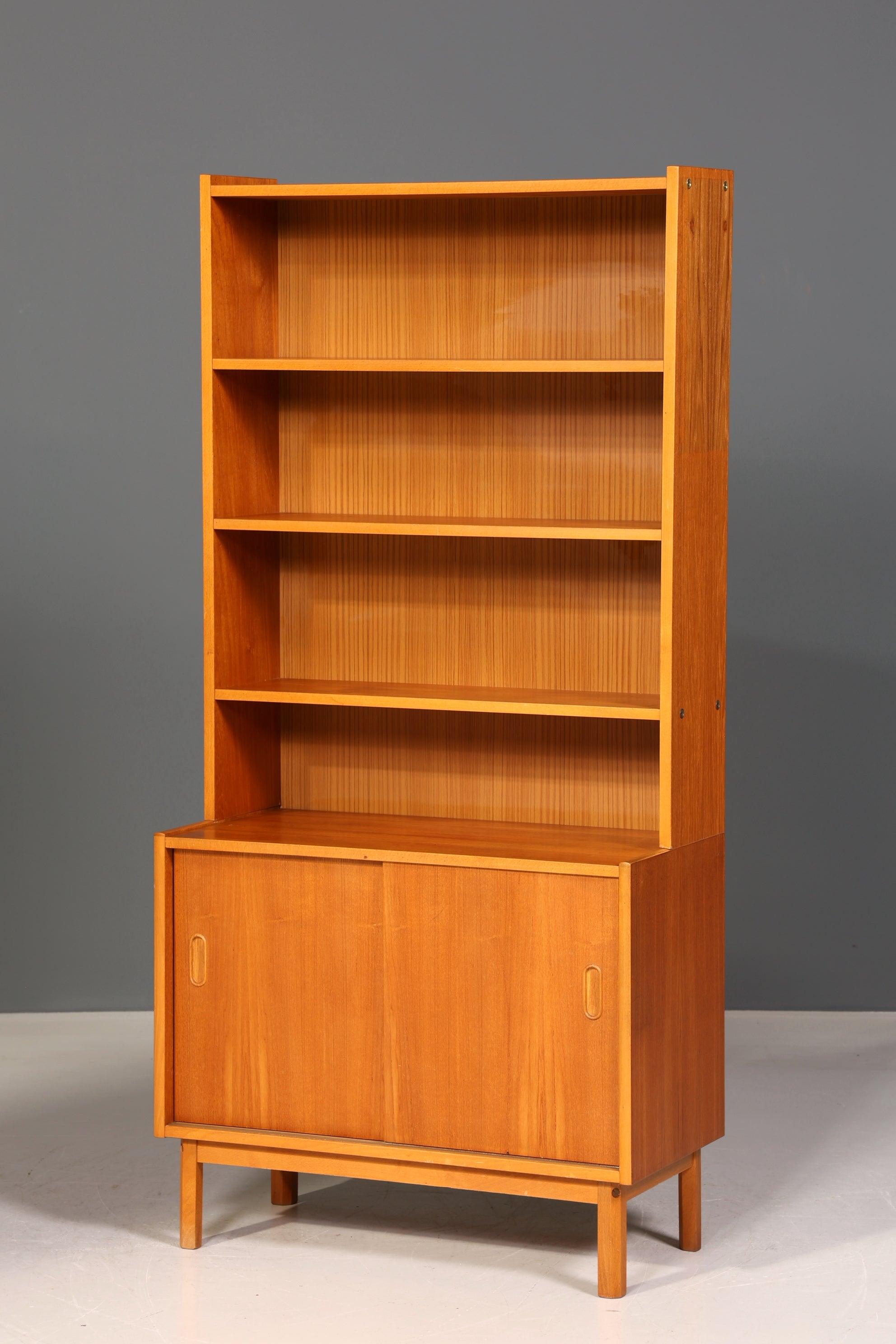 Simple Mid Century Bookcase Danish Design Cabinet Retro Chest of Drawers &quot;Made in Denmark&quot; Sliding Door Shelf Vintage 1 of 2