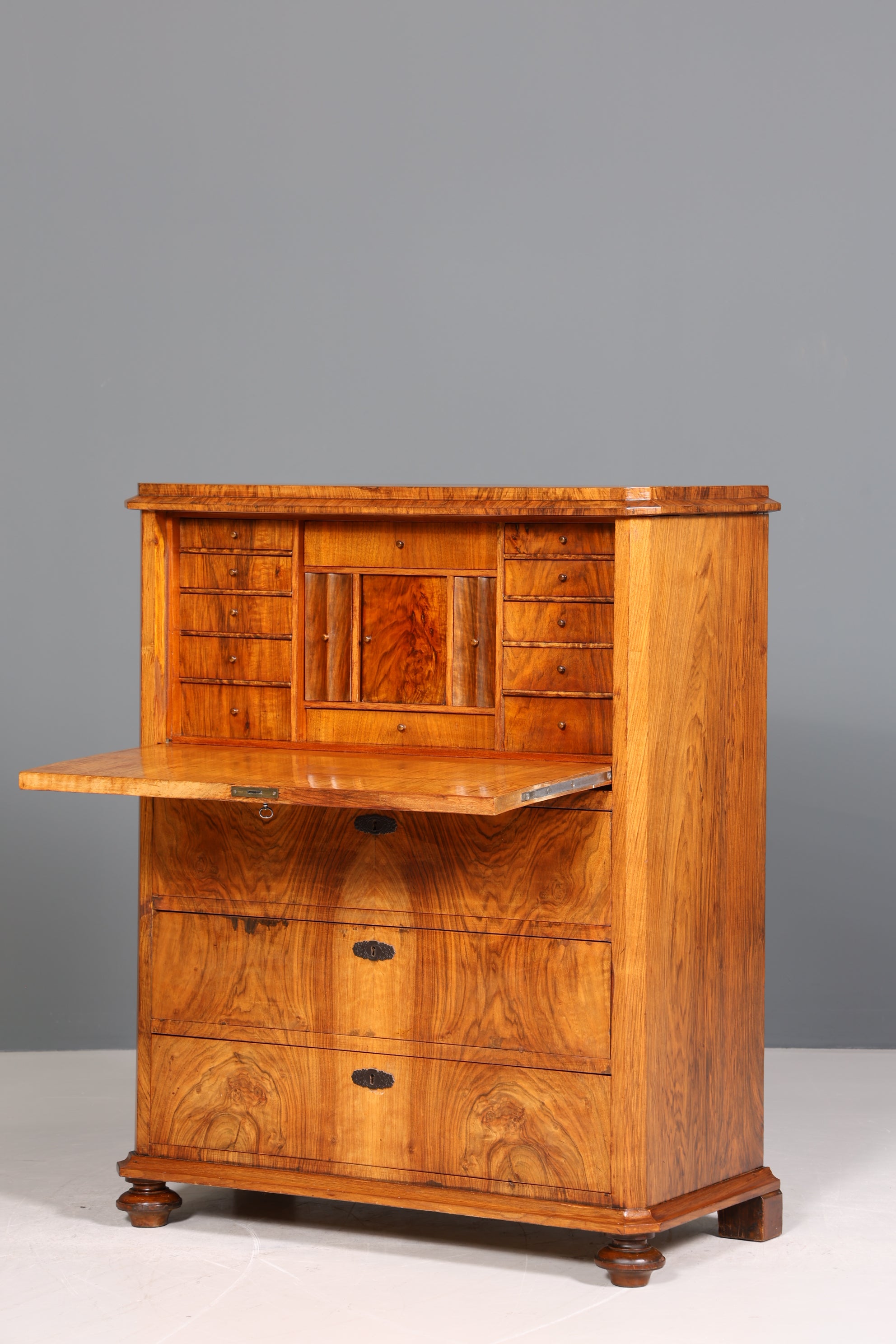 Noble Louis Philippe secretary around 1880, Wilhelminian style, antique chiffoniere cabinet, walnut