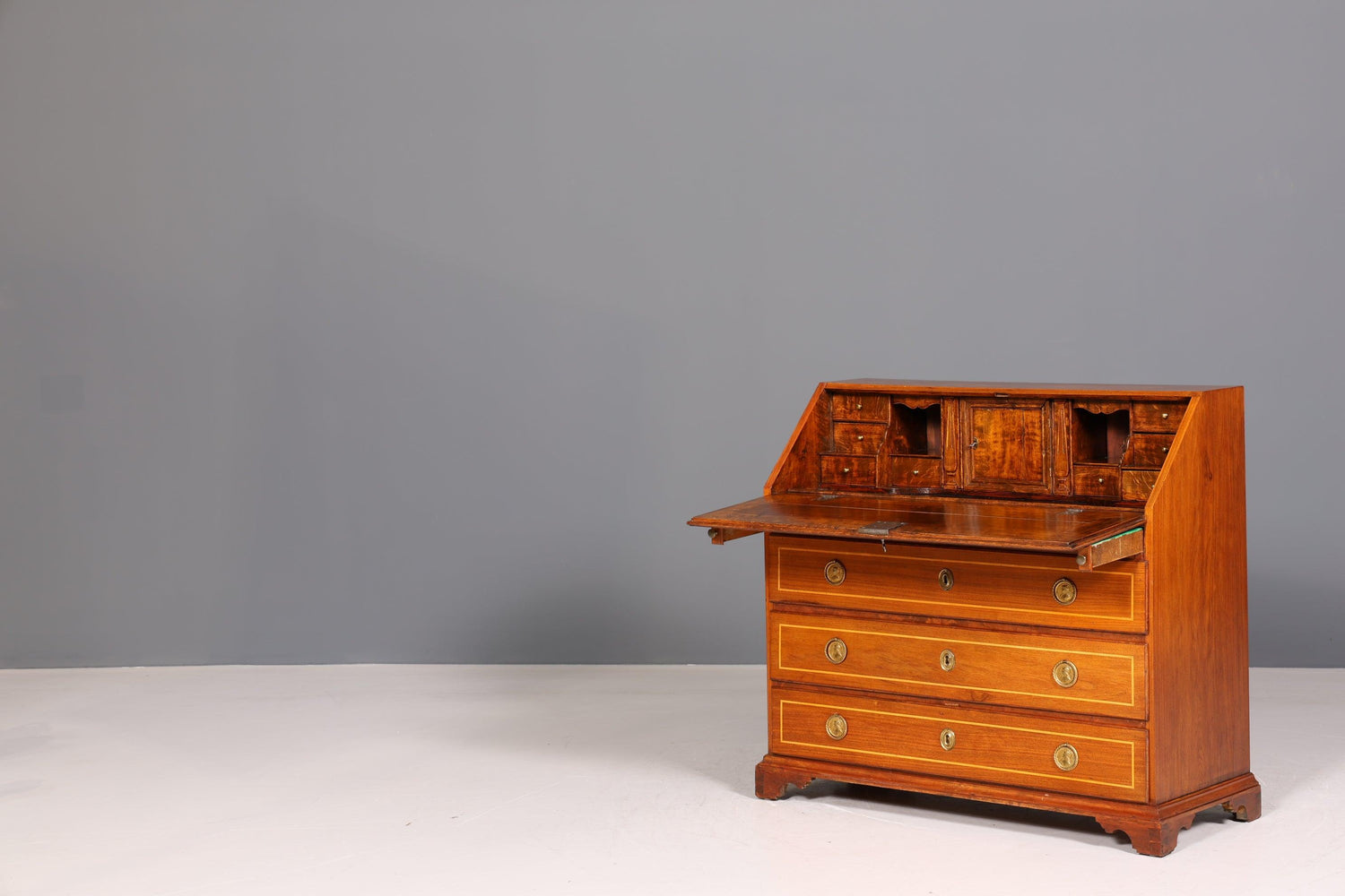 Beautiful English secretary real wood writing chest UK antique desk chest of drawers