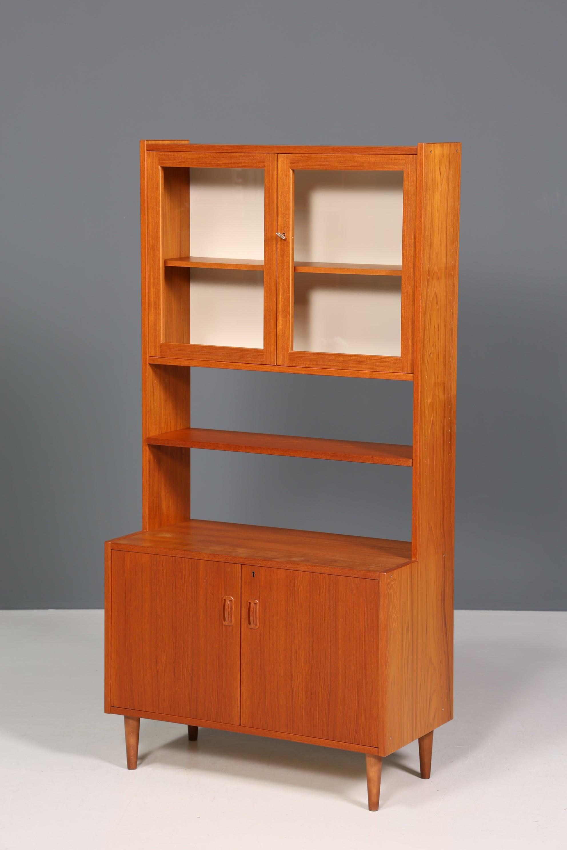 Wunderschönes Mid Century Regal Vintage Teak Holz Vitrine Schrank &quot;Made in Denmark&quot; Kommode