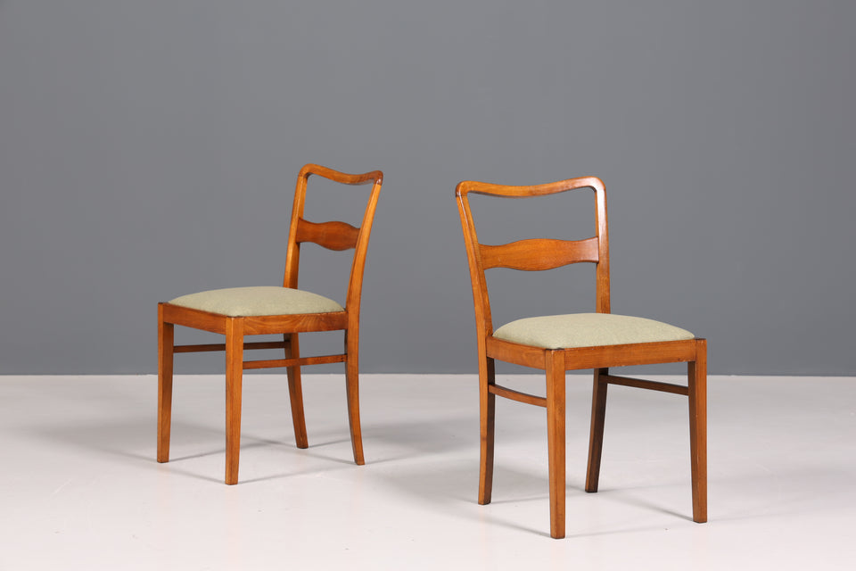 2x Wunderschöne Art Deco Stühle um 1930 Nussbaum Stuhl Set Antik Küchenstühle Esszimmer Stuhlset