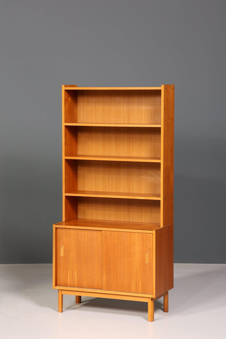 Simple Mid Century Bookcase Danish Design Cabinet Retro Chest of Drawers "Made in Denmark" Sliding Door Shelf Vintage 2 of 2