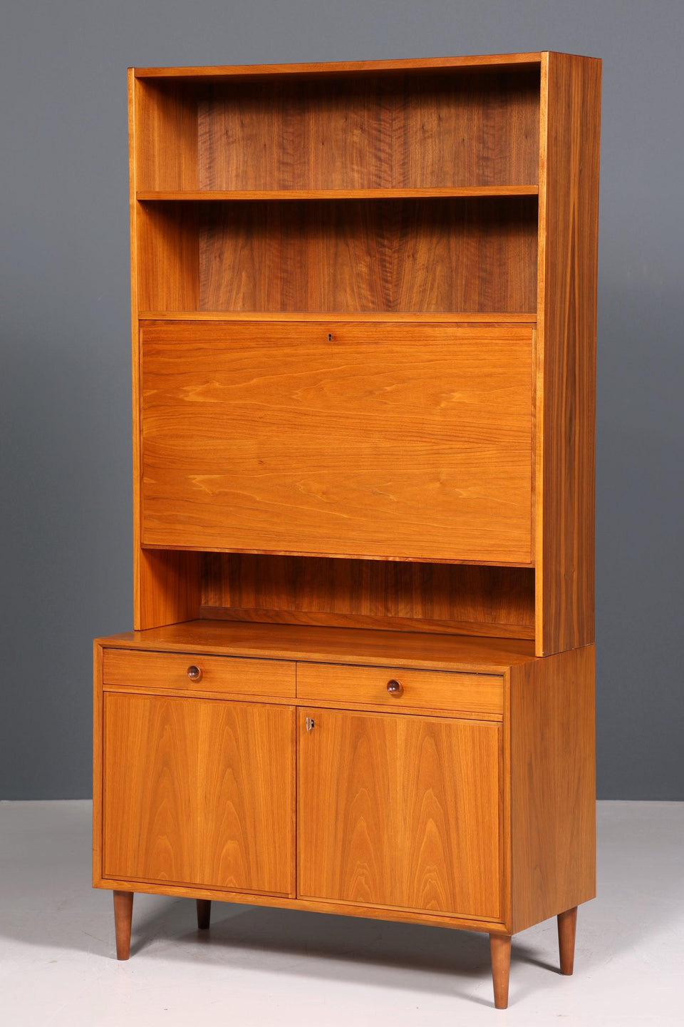 Stylish Mid Century Cabinet Vintage Highboard Secretary Real Wood Shelf 60s