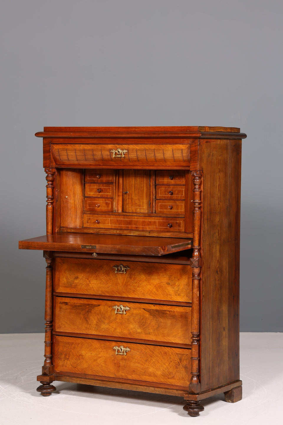 Beautiful Wilhelminian style secretary Vertiko highboard Louis Philippe chest of drawers around 1880