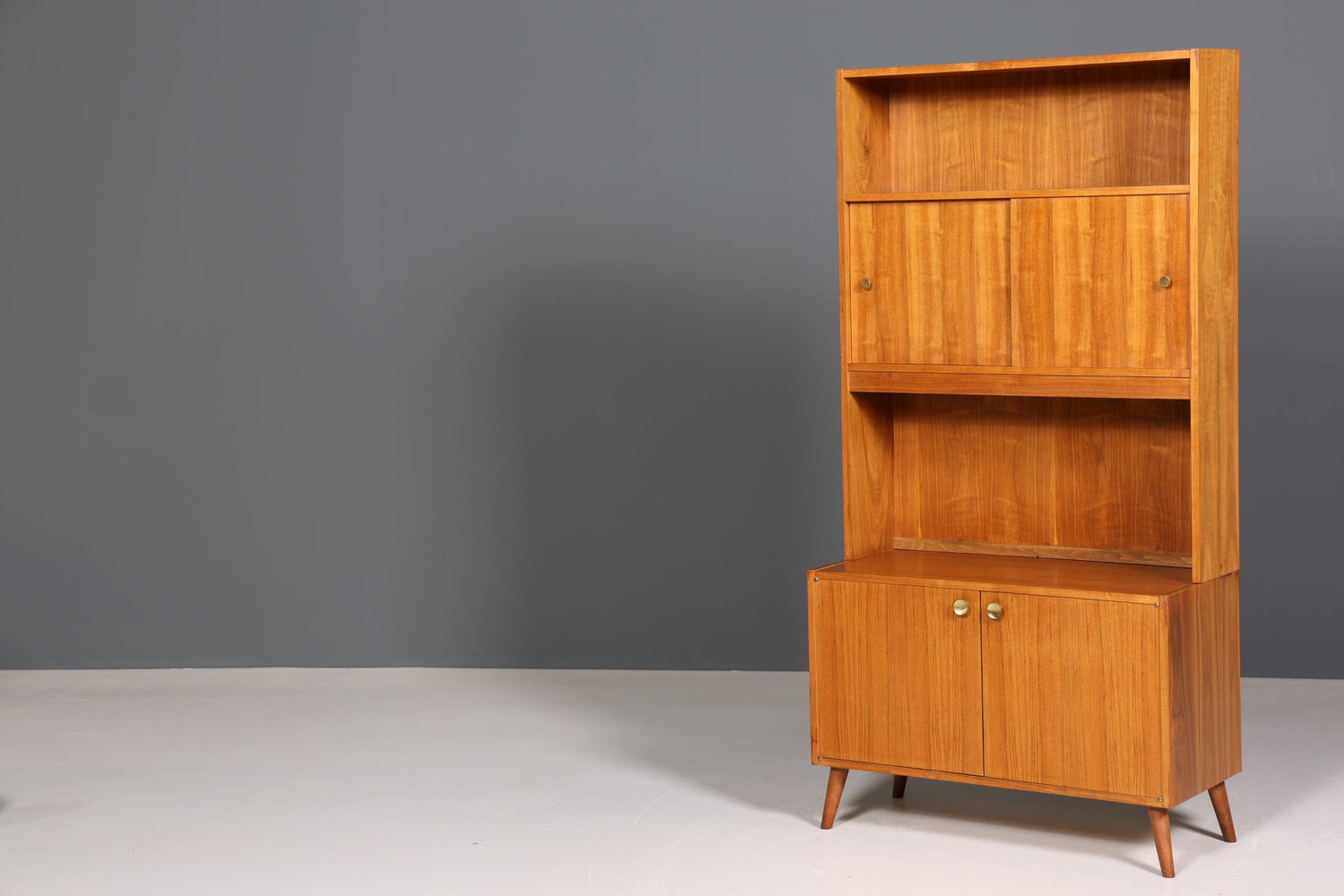 Schlichter Mid Century Schrank Vintage Highboard Regal Holz Bücherregal 60er Jahre