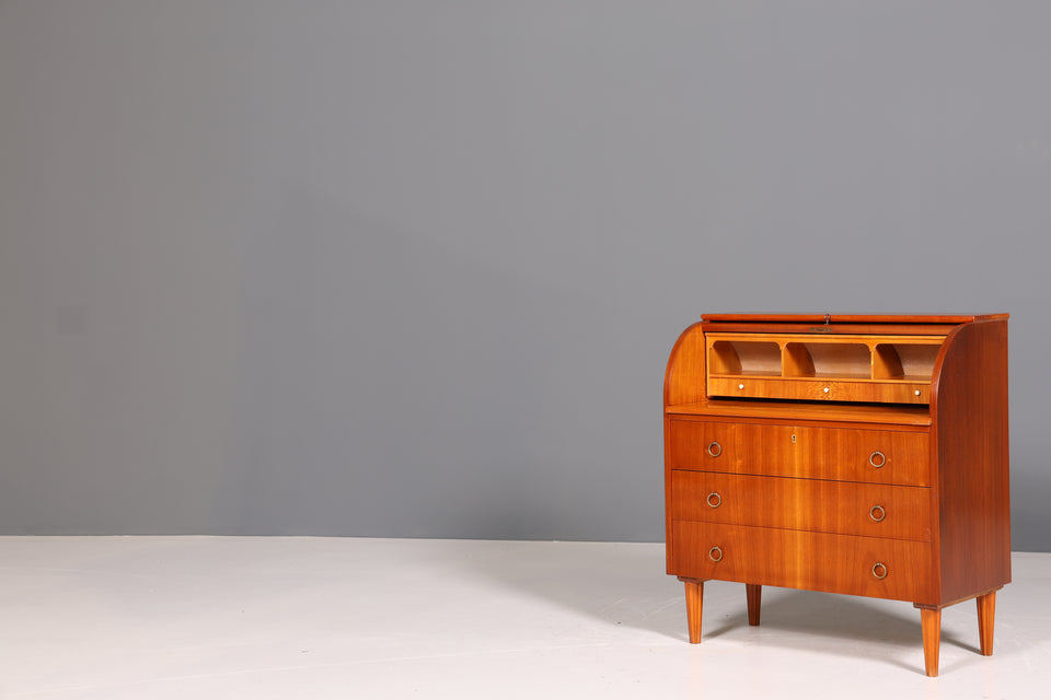 Stilvoller Mid Century Rollladen Sekretär echt Holz Schrank Kommode Schreibtisch