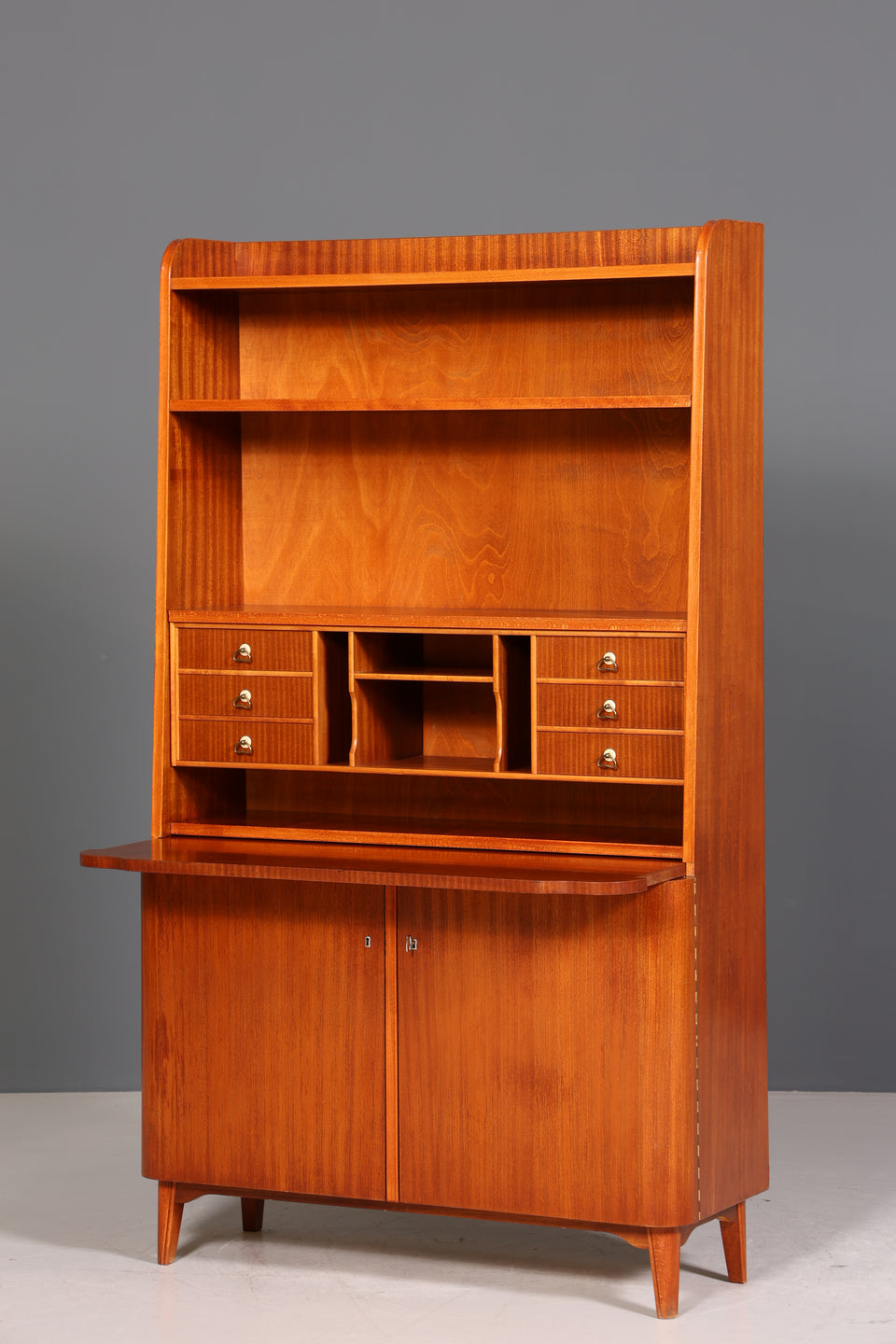 Wunderschöner Mid Century Schrank Retro Sekretär Bücherregal Vintage Highboard Holz Regal 60er Jahre