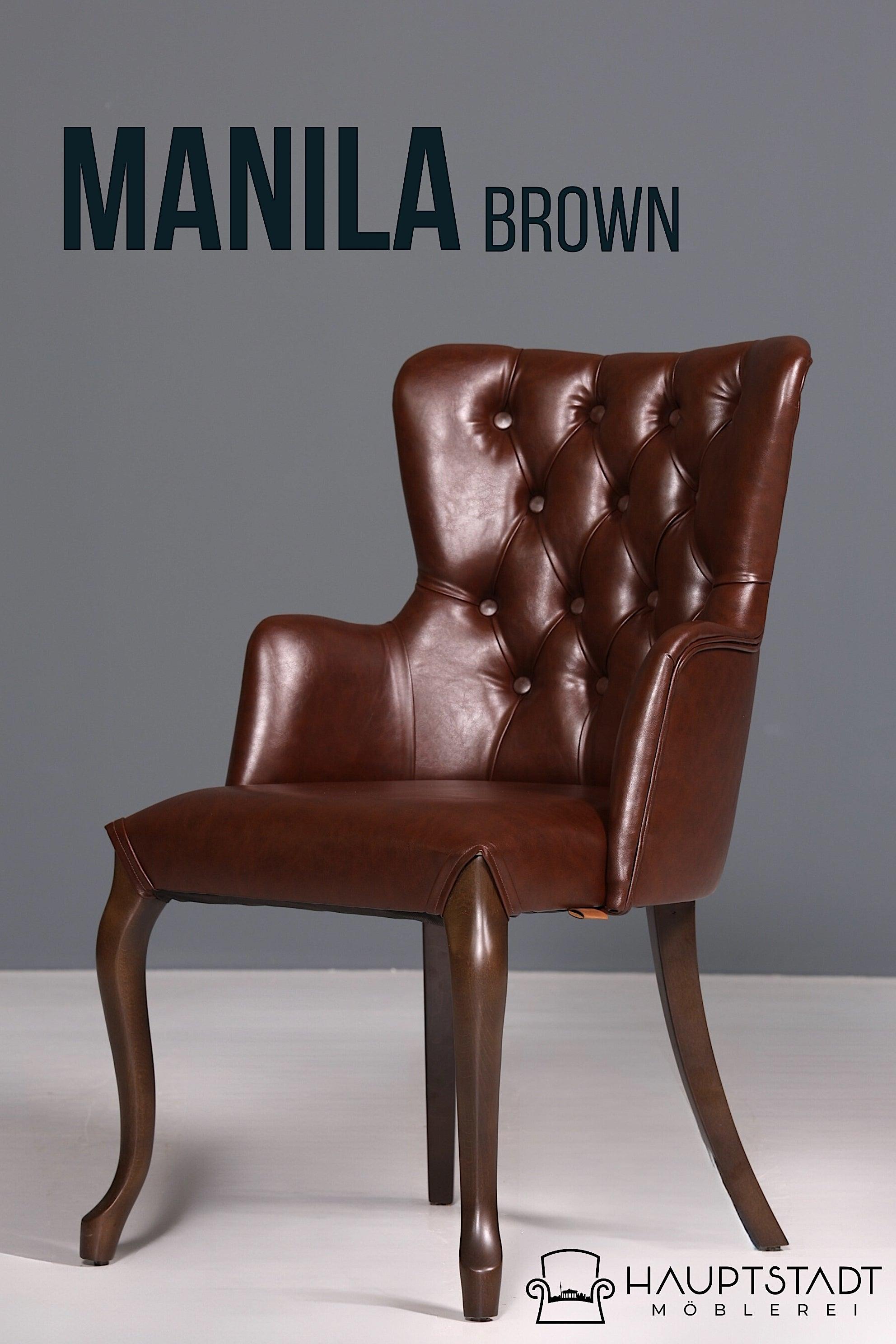 Noble Chesterfield style armchair &quot;Manila Brown&quot; dining room chair kitchen chair secretary chair 