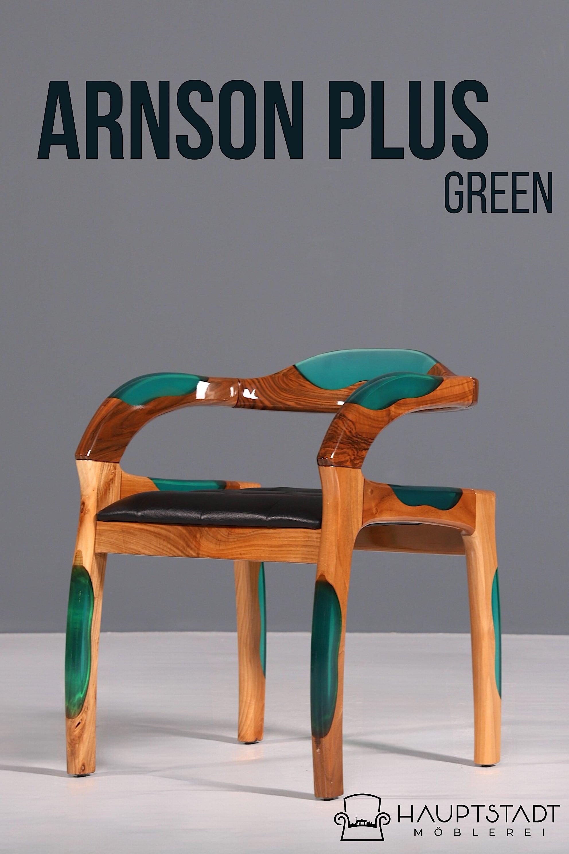 Epoxy armchair &quot;Arnson Plus Green&quot; epoxy resin armchair solid wood chair walnut secretary chair 