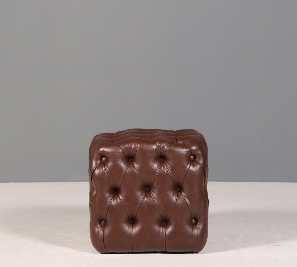 Elegant Chesterfield style stool footstool UK brown