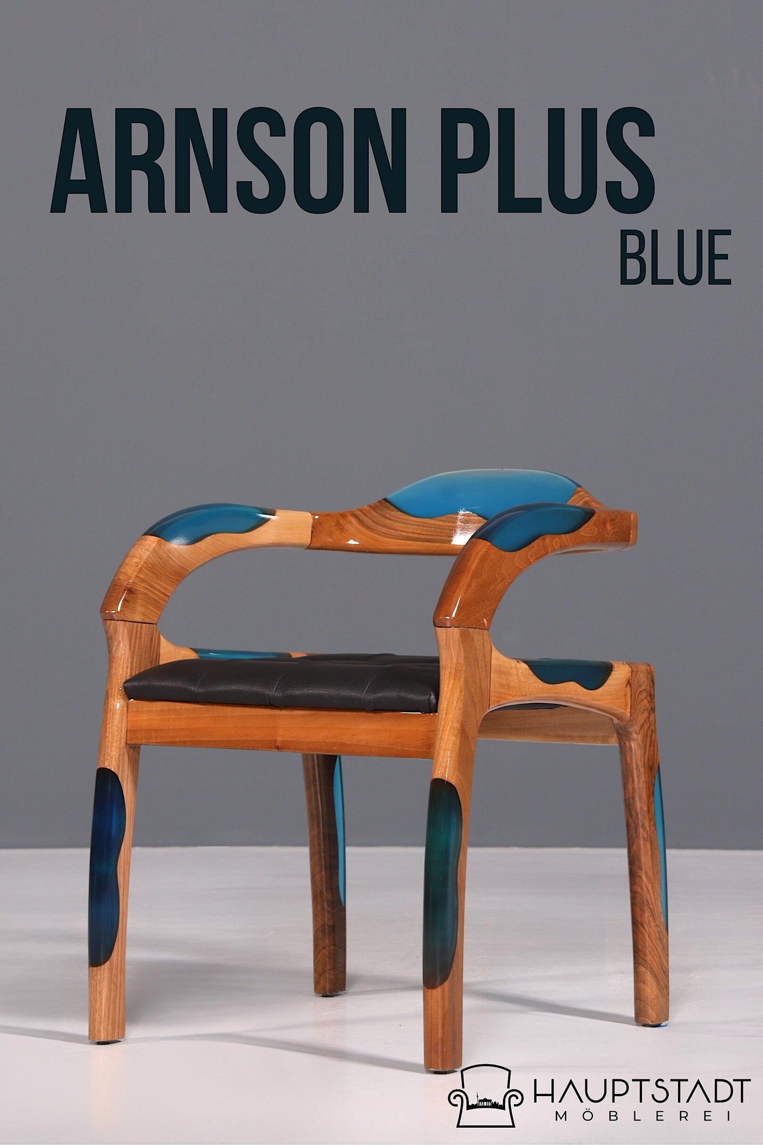 Epoxy armchair &quot;Arnson Plus Blue&quot; epoxy resin armchair solid walnut secretary chair 