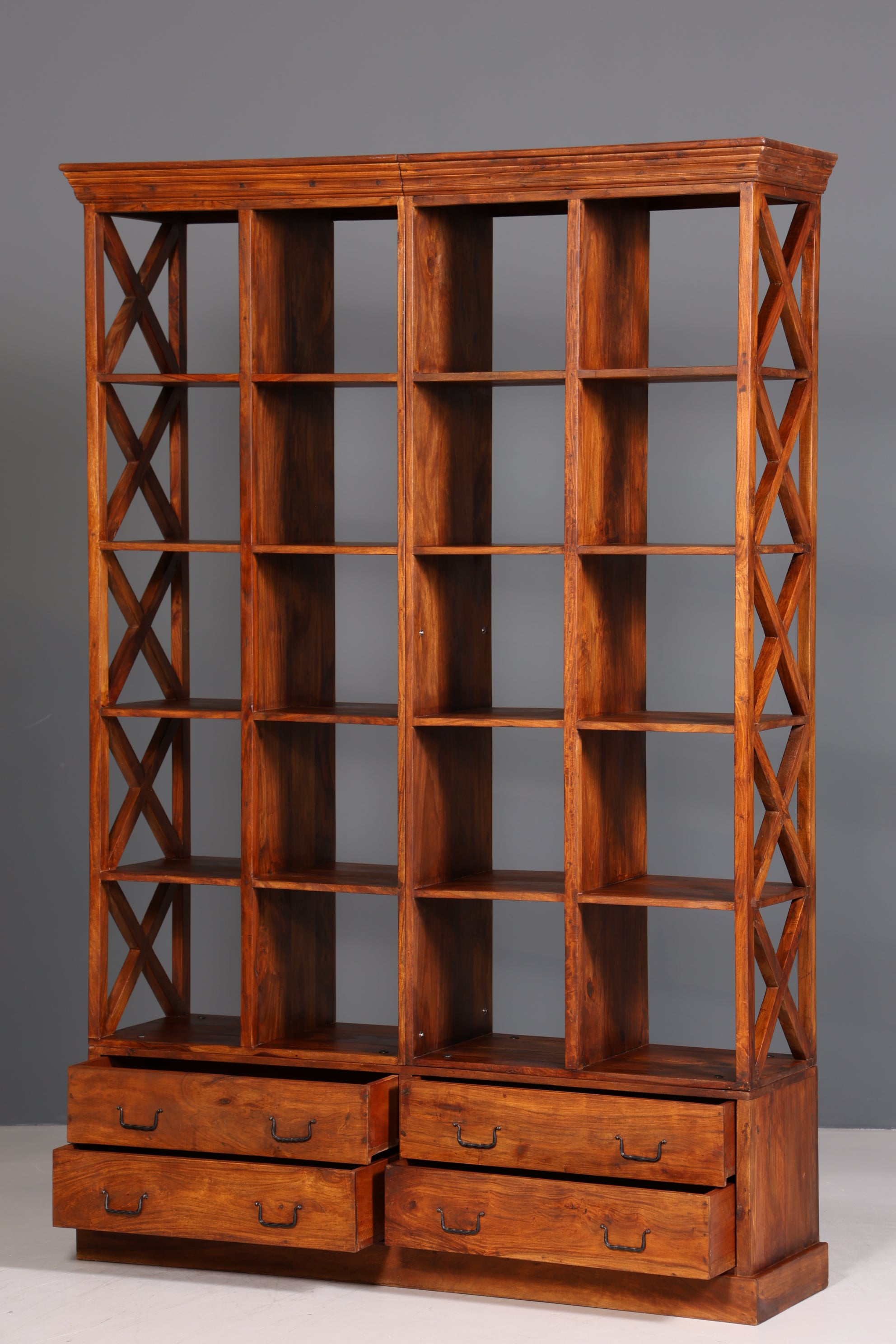 Fantastic solid Sheesham wood shelf Indian colonial antique style bookcase book storage library