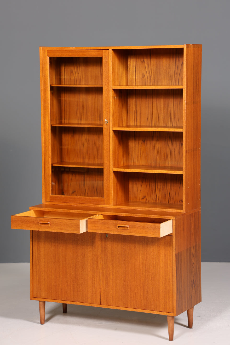 Wunderschöne Mid Century Vitrine Vintage Schrank Regal Retro Bücherregal Buchablage 60s