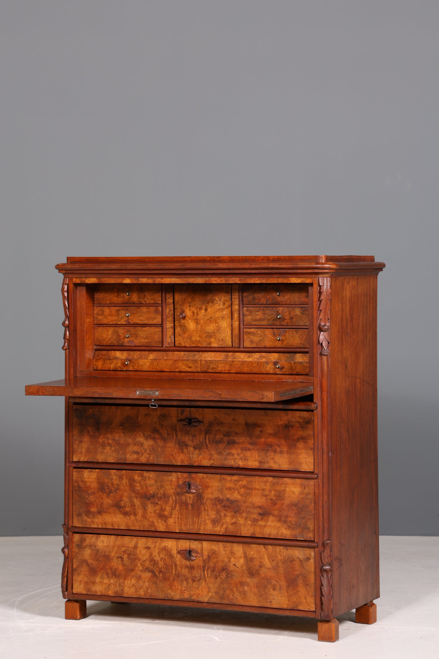 Stylish Louis Philippe Secretary Vertiko Wilhelminian style chest of drawers around 1880 desk