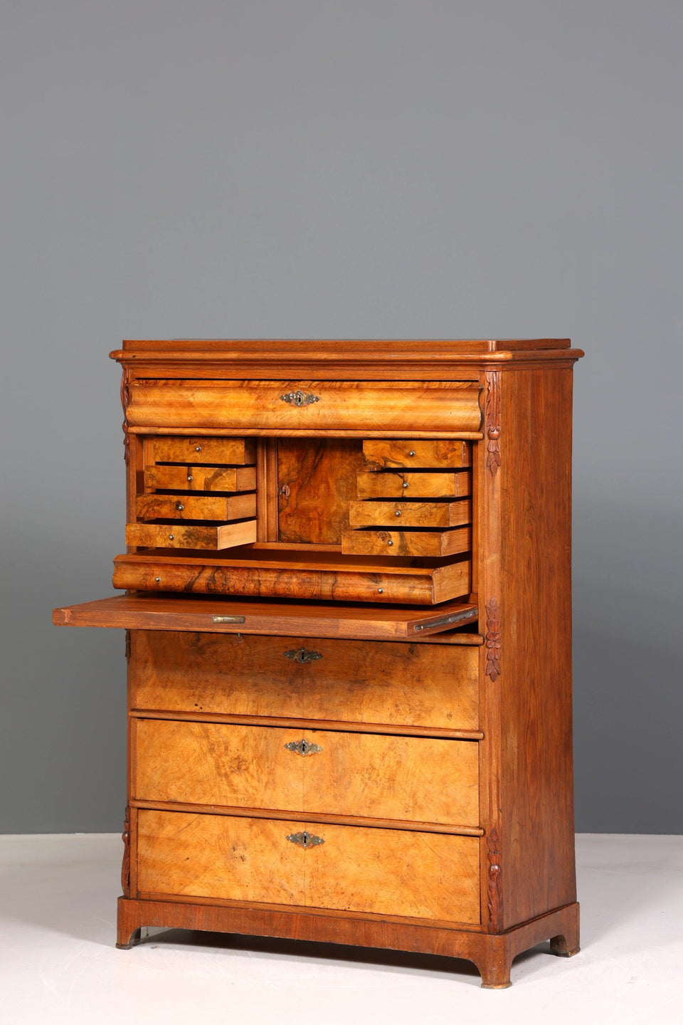 Stylish Art Nouveau Secretary Biedermeier Vertiko Antique Chest of Drawers around 1890 Writing Chest