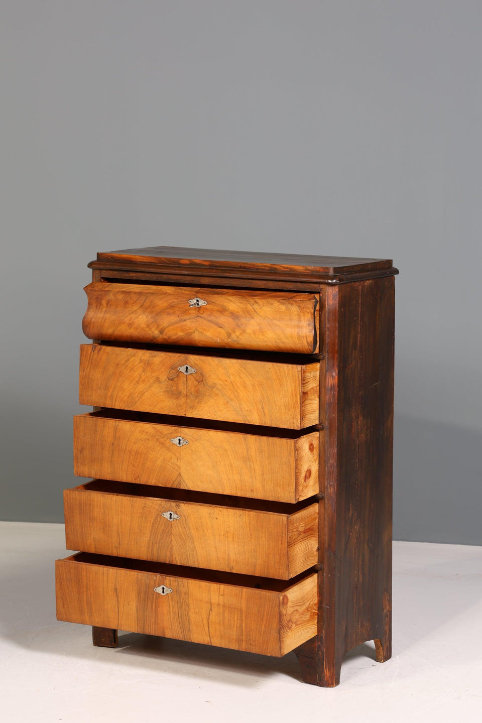 Beautiful Louis Philippe Vertiko Wilhelminian highboard antique chest of drawers around 1880