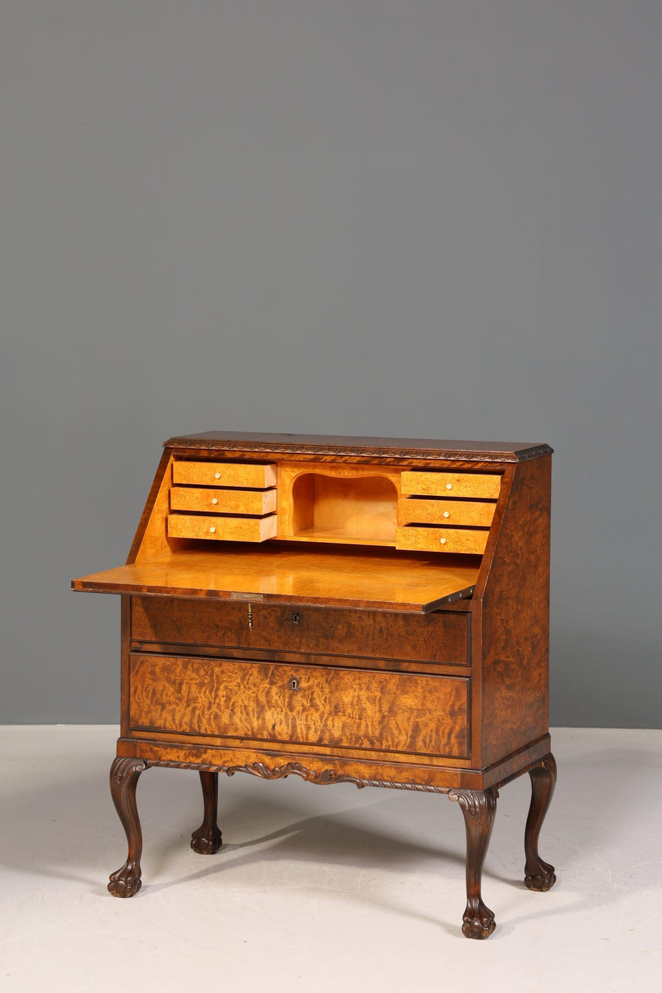 Beautiful secretary Chippendale style antique around 1940 office chest of drawers writing chest