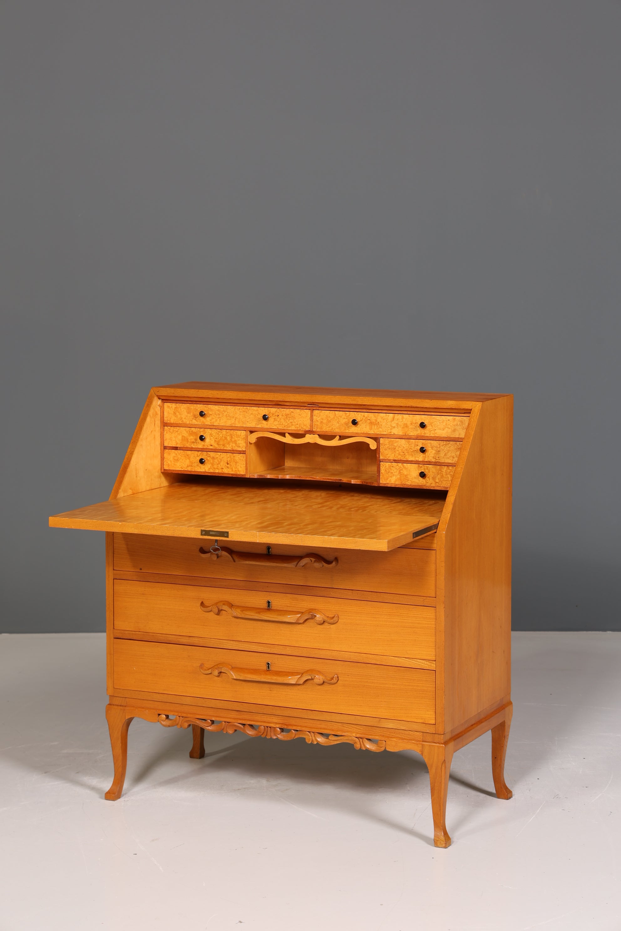 Noble Secretary around 1930 Office Chest of Drawers Cherry Wood Secretary Desk Chest of Drawers