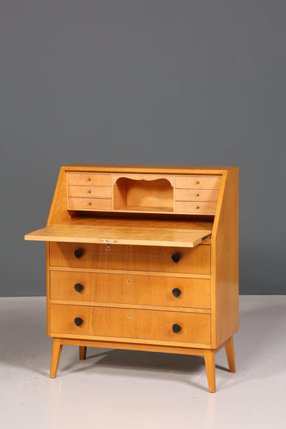 Beautiful Mid Century Secretary around 1960 Writing Furniture Real Wood Office Chest of Drawers