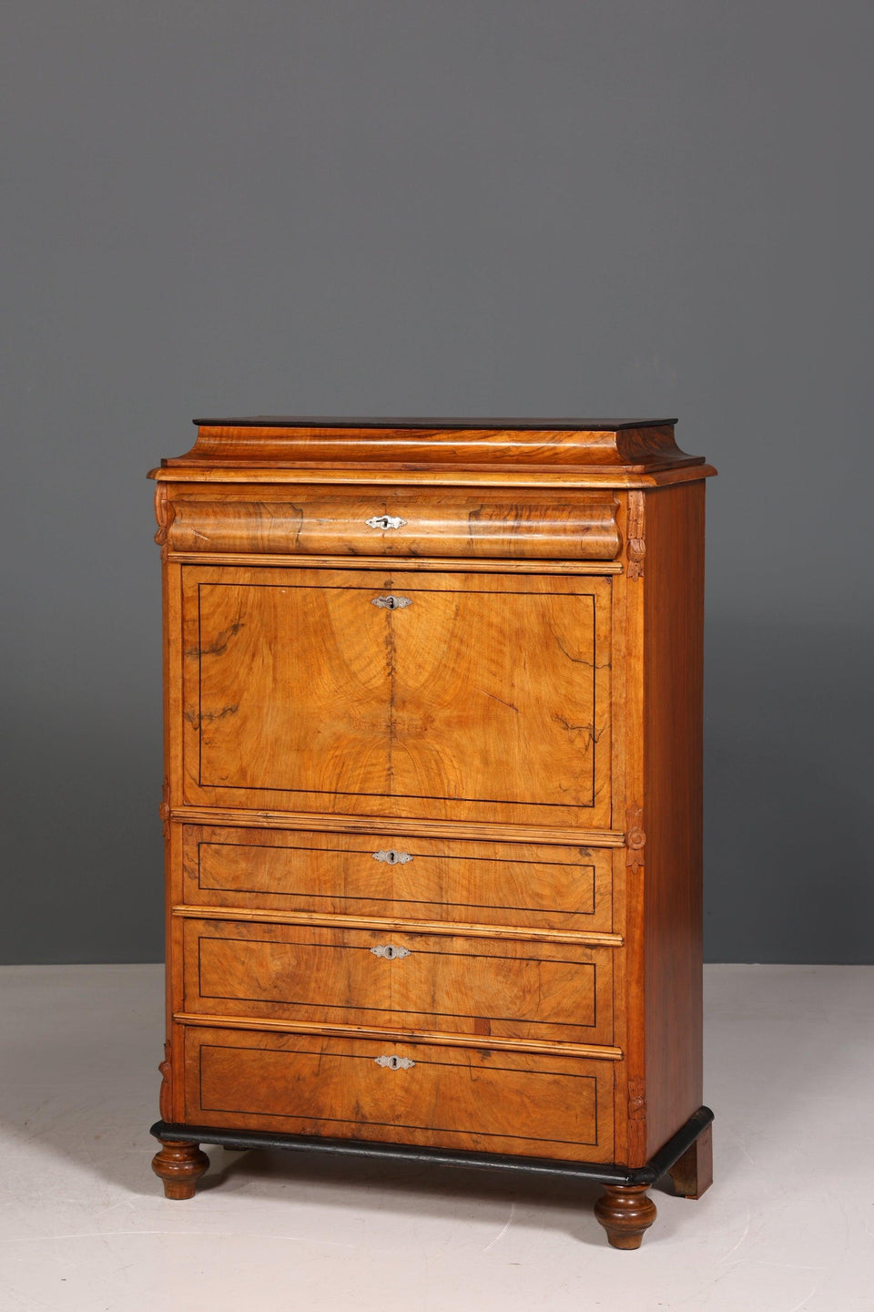 Noble Louis Philippe Secretary Biedermeier Vertiko Art Nouveau Antique Chest of Drawers around 1880 Writing Chest