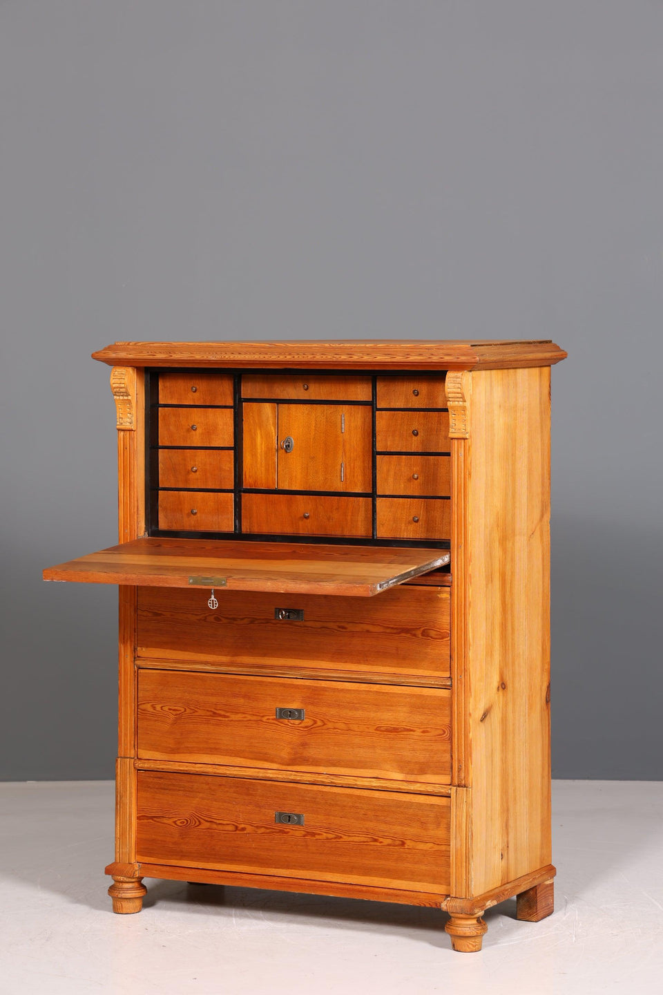 Beautiful Art Nouveau Secretary Vertiko Antique Softwood Chest of Drawers around 1890 Writing Chest