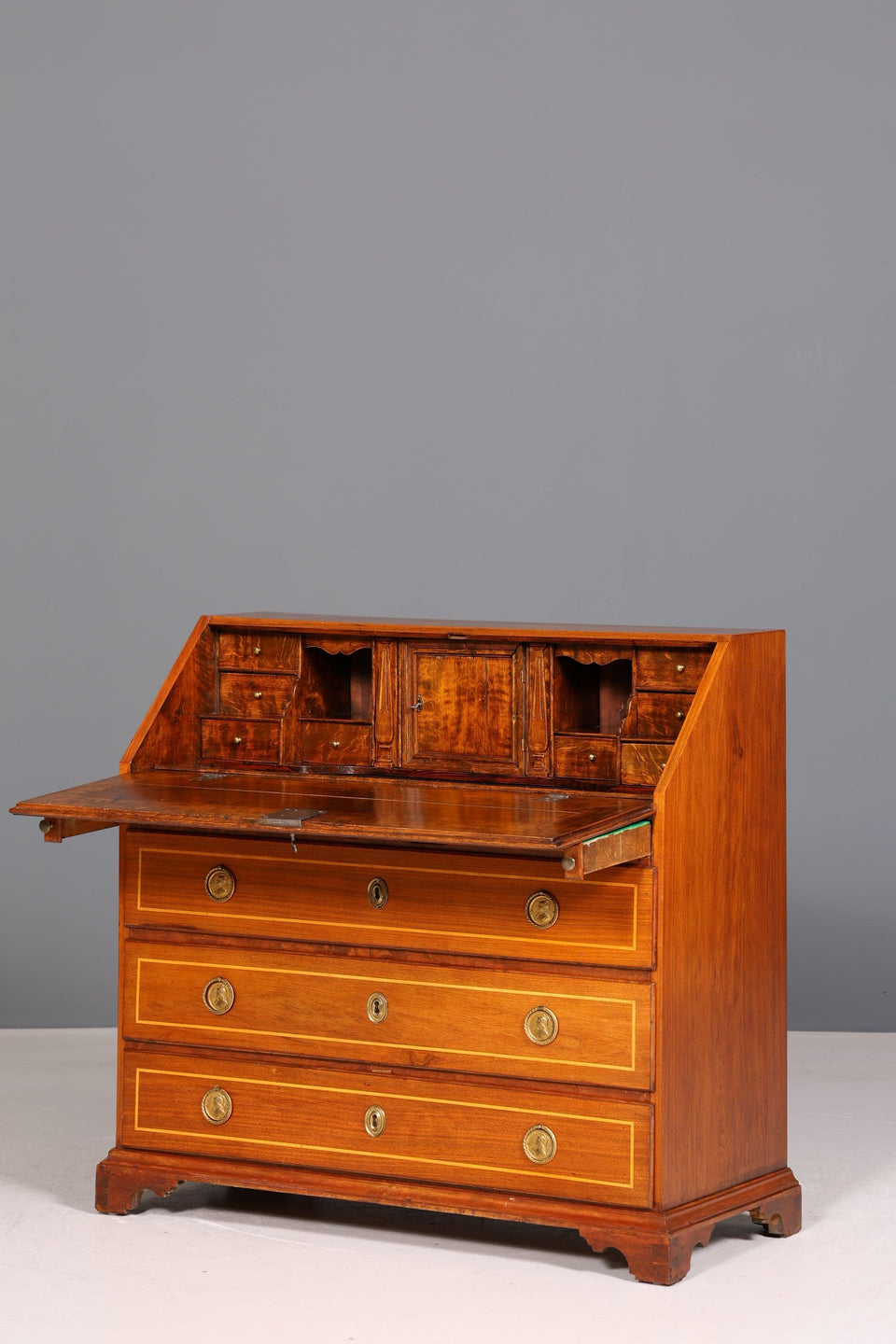 Beautiful English secretary real wood writing chest UK antique desk chest of drawers