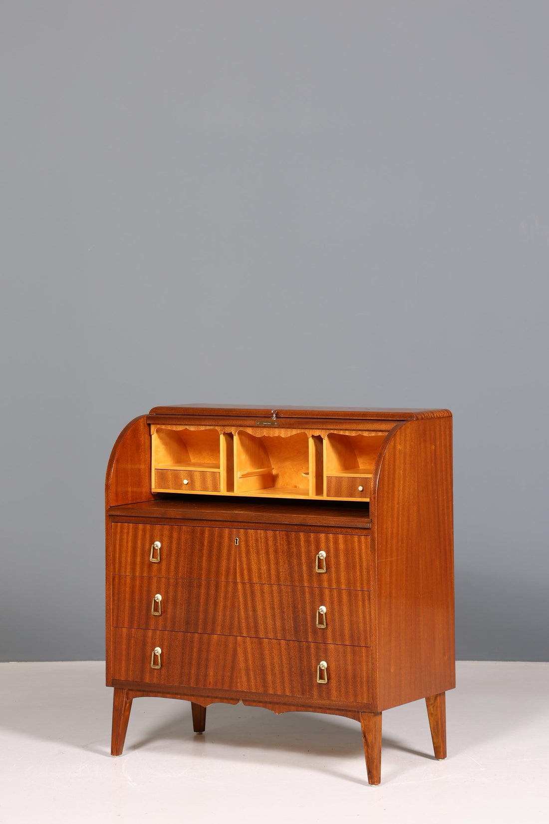 Beautiful Mid Century roller shutter secretary real wood cabinet office chest of drawers 60s