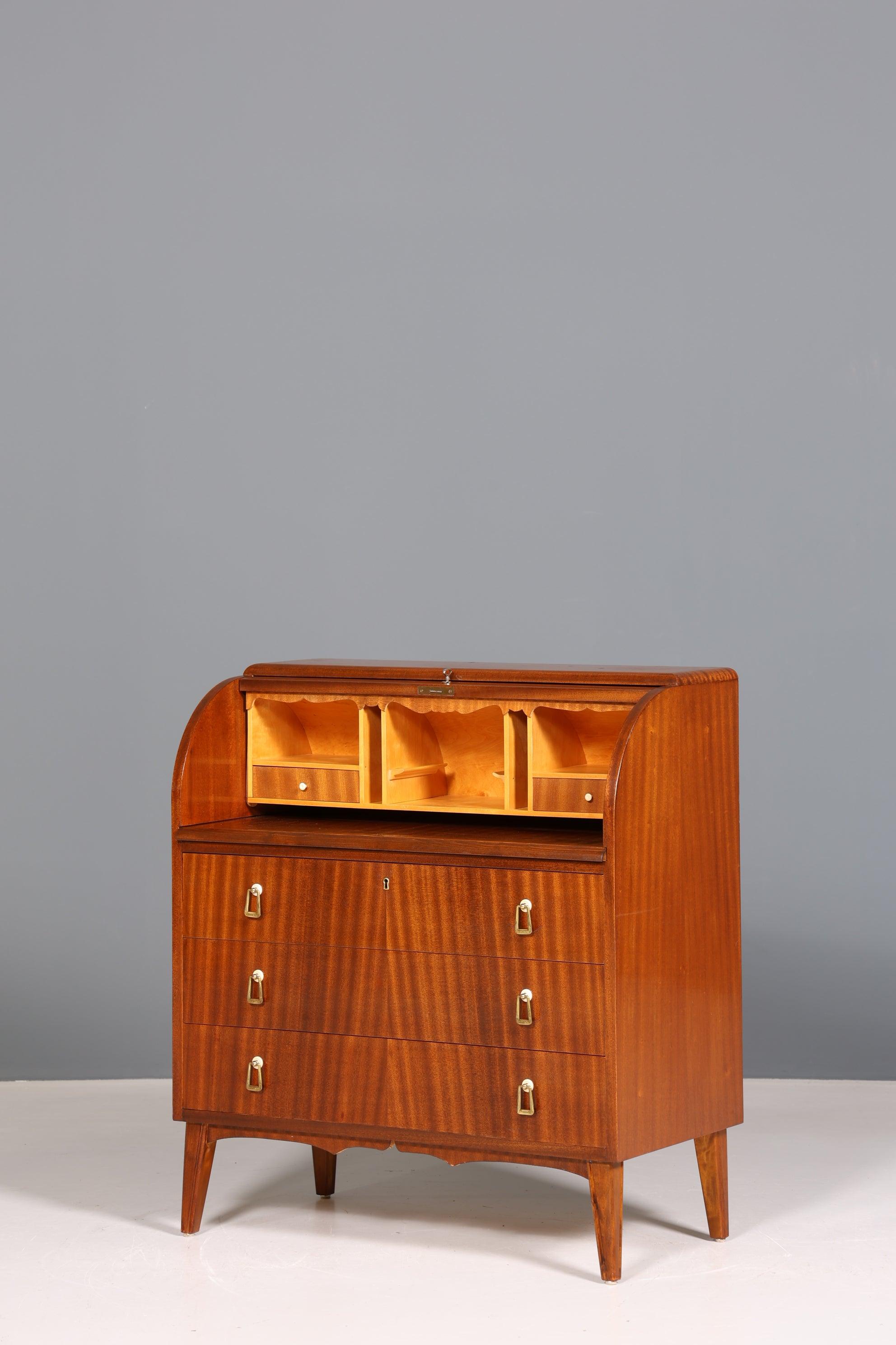 Wunderschöner Mid Century Rollladen Sekretär echt Holz Schrank Office Kommode 60er Jahre