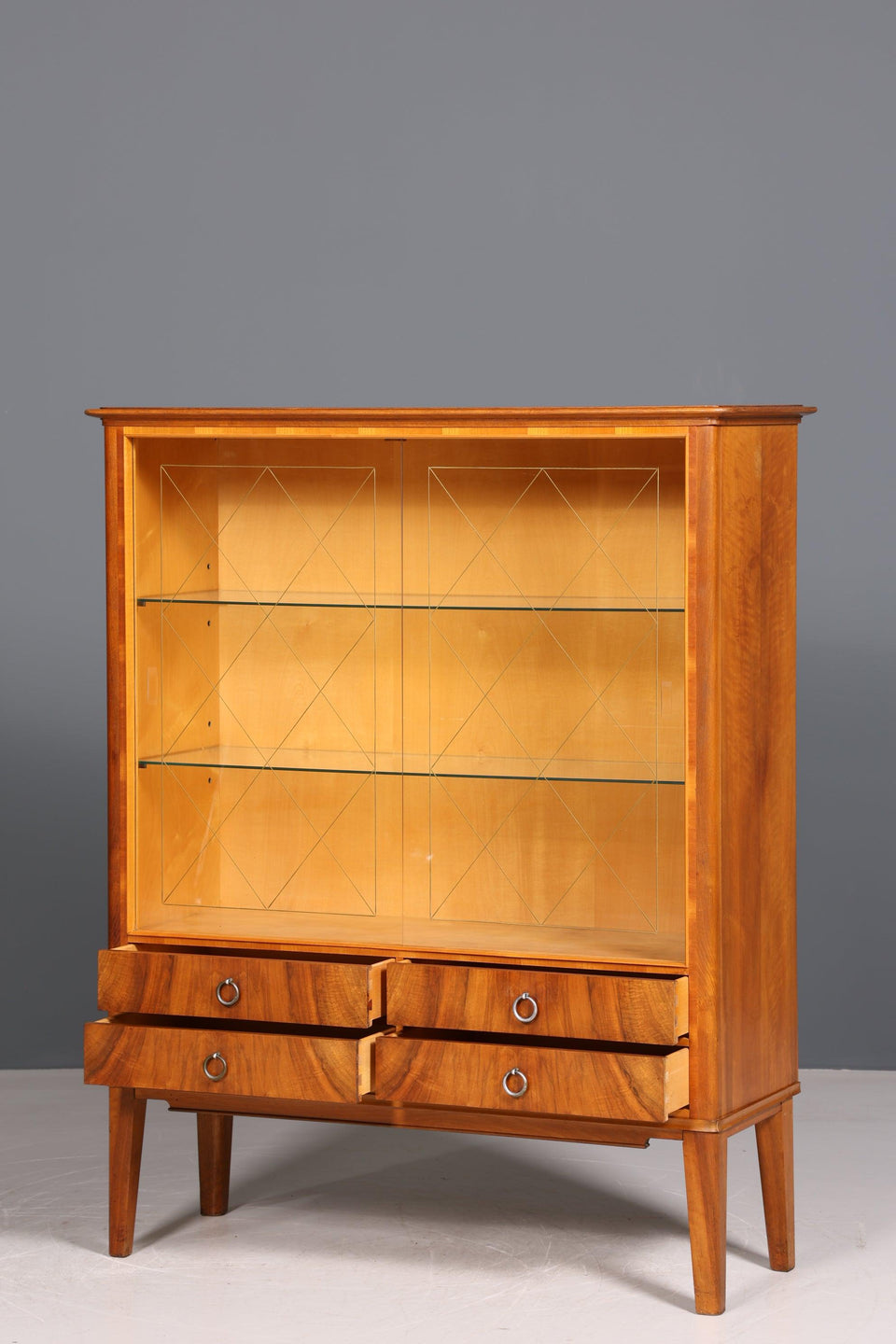 Beautiful Mid Century Display Cabinet Retro Walnut Cabinet Bookcase Vertiko Chest of Drawers