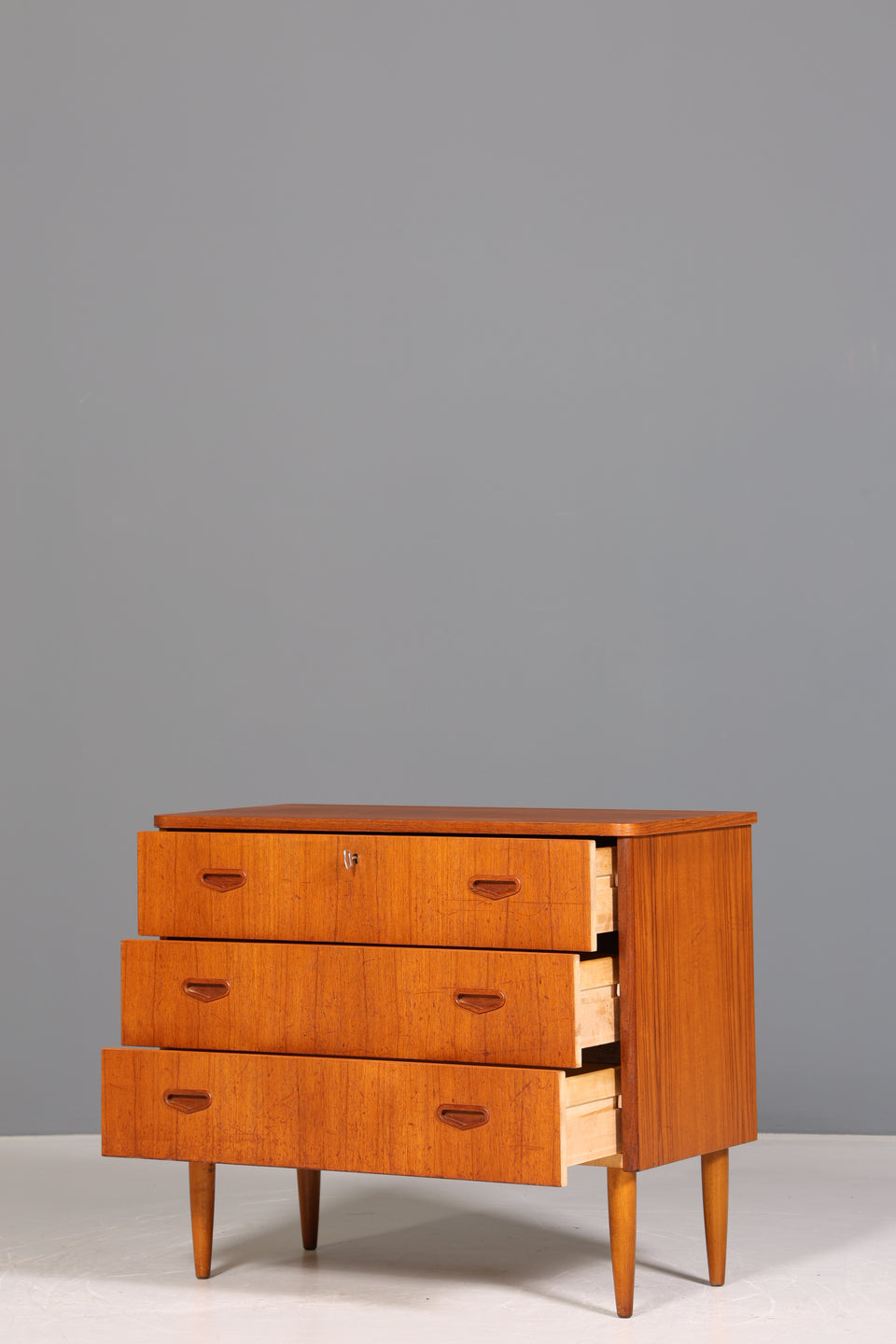 Schlichte Mid Century Kommode "Made in Denmark" Teak Holz Sideboard Wäschekommode echt Holz Schubladenkommode